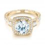18k Yellow Gold 18k Yellow Gold Diamond Halo Engagement Ring - Flat View -  103602 - Thumbnail