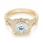 14k Yellow Gold 14k Yellow Gold Diamond Halo Engagement Ring - Flat View -  103645 - Thumbnail