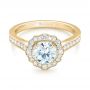 18k Yellow Gold 18k Yellow Gold Diamond Halo Engagement Ring - Flat View -  103904 - Thumbnail