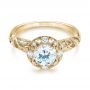 18k Yellow Gold 18k Yellow Gold Diamond Halo Engagement Ring - Flat View -  103906 - Thumbnail