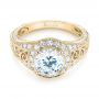 18k Yellow Gold 18k Yellow Gold Diamond Halo Engagement Ring - Flat View -  103910 - Thumbnail