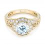 14k Yellow Gold 14k Yellow Gold Diamond Halo Engagement Ring - Flat View -  103910 - Thumbnail