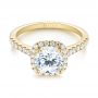 14k Yellow Gold Diamond Halo Engagement Ring - Flat View -  104024 - Thumbnail