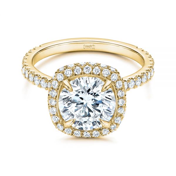 14k Yellow Gold 14k Yellow Gold Diamond Halo Engagement Ring - Flat View -  106521