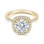 18k Yellow Gold 18k Yellow Gold Diamond Halo Engagement Ring - Flat View -  106521 - Thumbnail