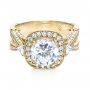 18k Yellow Gold 18k Yellow Gold Diamond Halo Engagement Ring - Flat View -  207 - Thumbnail