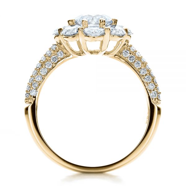 14k Yellow Gold 14k Yellow Gold Diamond Halo Engagement Ring - Front View -  100007