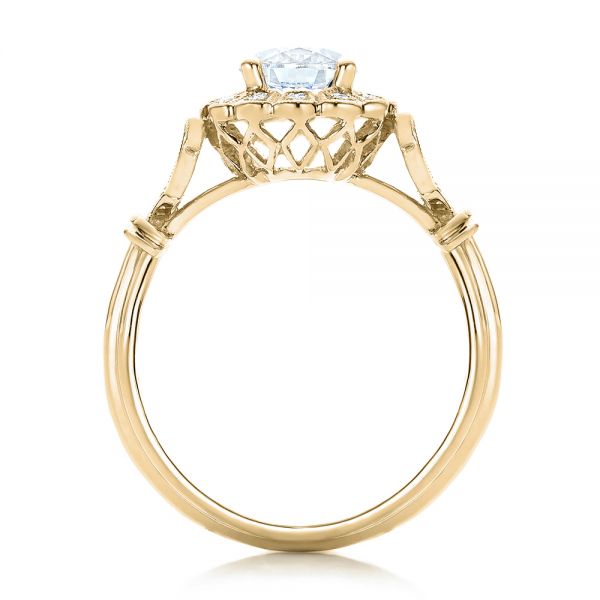 18k Yellow Gold 18k Yellow Gold Diamond Halo Engagement Ring - Front View -  101984