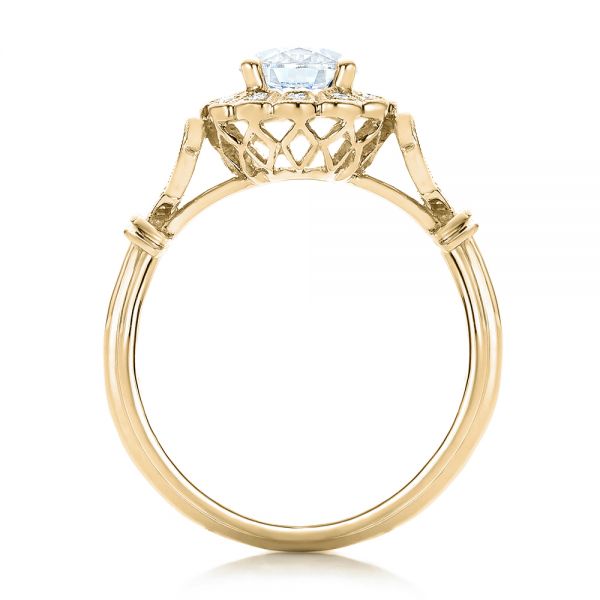 18k Yellow Gold 18k Yellow Gold Diamond Halo Engagement Ring - Front View - 101984