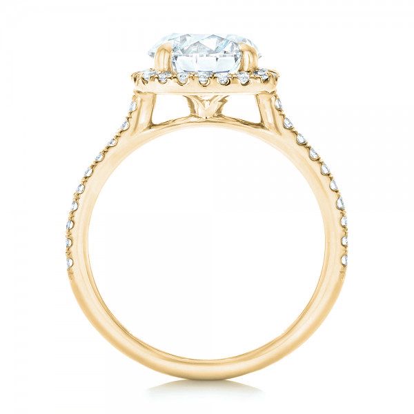 18k Yellow Gold 18k Yellow Gold Diamond Halo Engagement Ring - Front View -  102820
