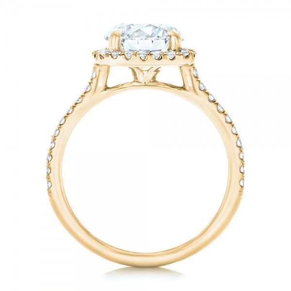 14k Yellow Gold 14k Yellow Gold Diamond Halo Engagement Ring - Front View - 102820