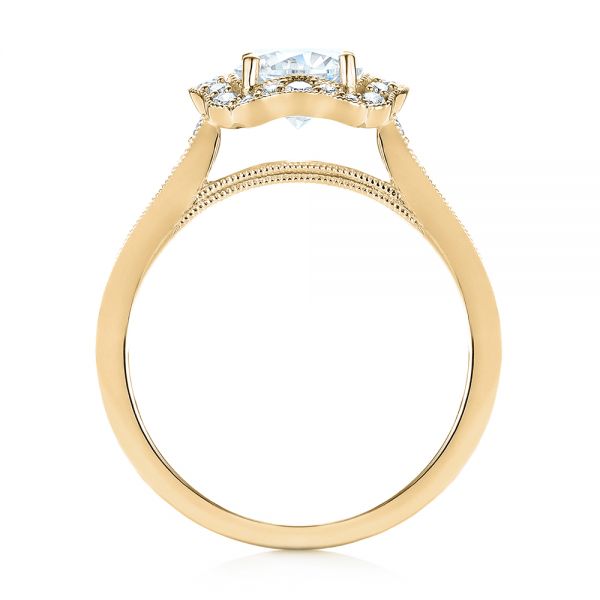 18k Yellow Gold 18k Yellow Gold Diamond Halo Engagement Ring - Front View -  103904