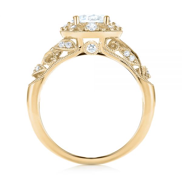 18k Yellow Gold 18k Yellow Gold Diamond Halo Engagement Ring - Front View -  103906