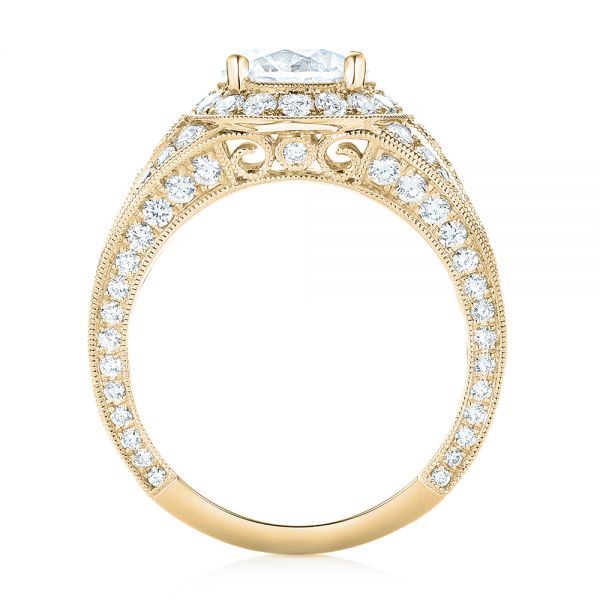 18k Yellow Gold 18k Yellow Gold Diamond Halo Engagement Ring - Front View -  103910