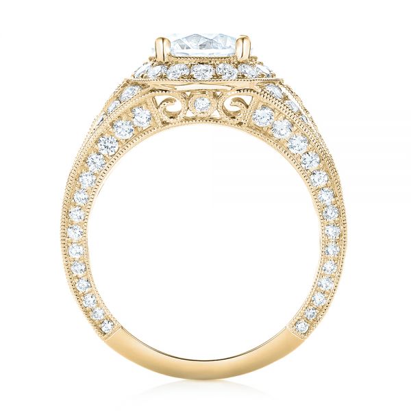 18k Yellow Gold 18k Yellow Gold Diamond Halo Engagement Ring - Front View - 103910