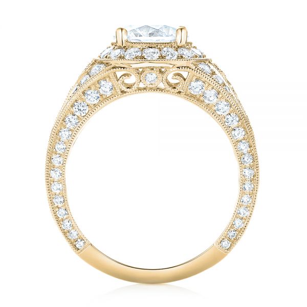 14k Yellow Gold 14k Yellow Gold Diamond Halo Engagement Ring - Front View -  103910