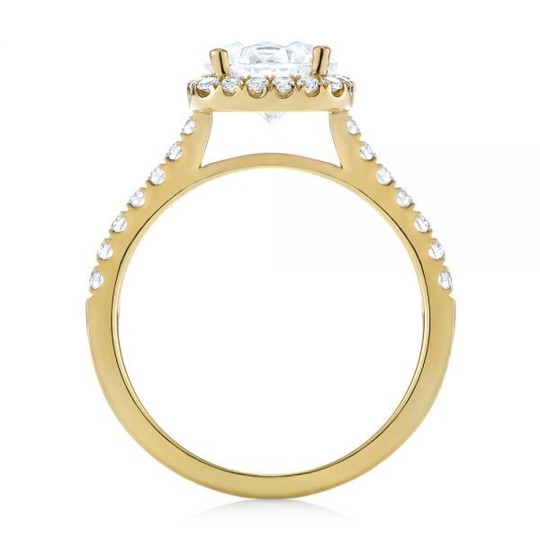 14k Yellow Gold Diamond Halo Engagement Ring - Front View -  104024
