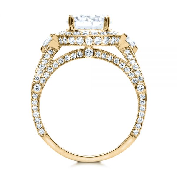 18k Yellow Gold 18k Yellow Gold Diamond Halo Engagement Ring - Front View -  207