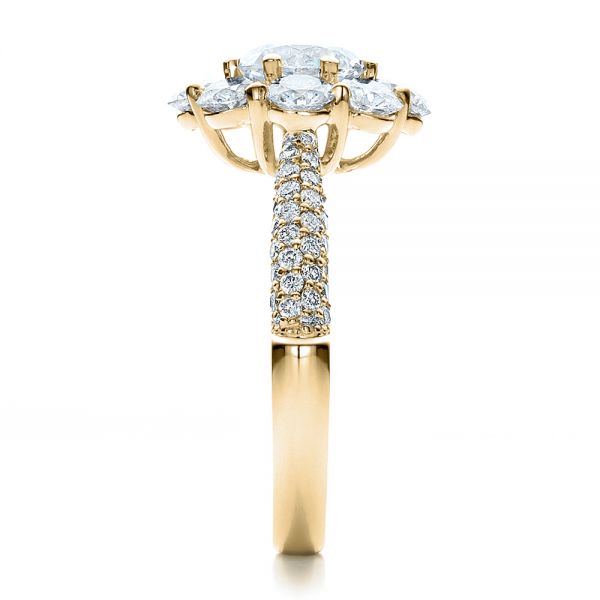 14k Yellow Gold 14k Yellow Gold Diamond Halo Engagement Ring - Side View - 100007