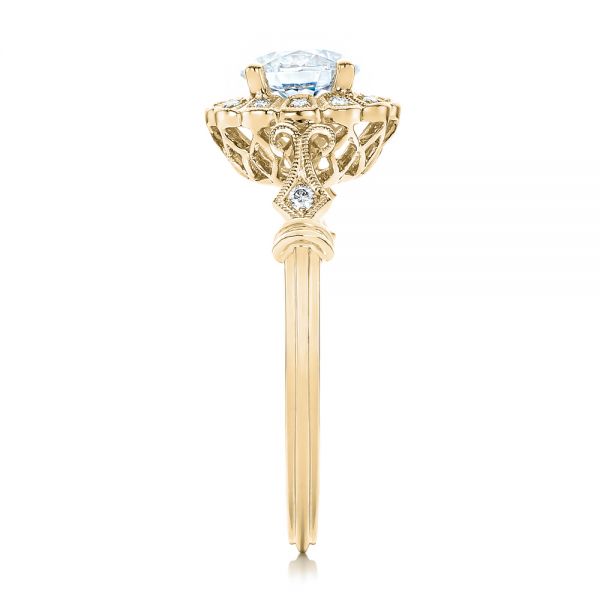 18k Yellow Gold 18k Yellow Gold Diamond Halo Engagement Ring - Side View - 101984