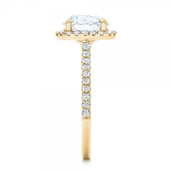 14k Yellow Gold 14k Yellow Gold Diamond Halo Engagement Ring - Side View - 102820