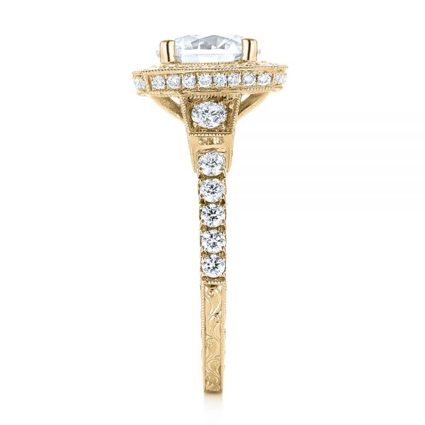 14k Yellow Gold 14k Yellow Gold Diamond Halo Engagement Ring - Side View -  103602
