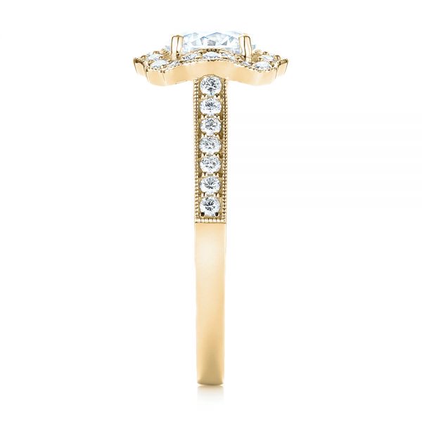 18k Yellow Gold 18k Yellow Gold Diamond Halo Engagement Ring - Side View -  103904