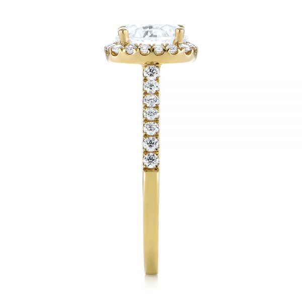 18k Yellow Gold 18k Yellow Gold Diamond Halo Engagement Ring - Side View -  104024