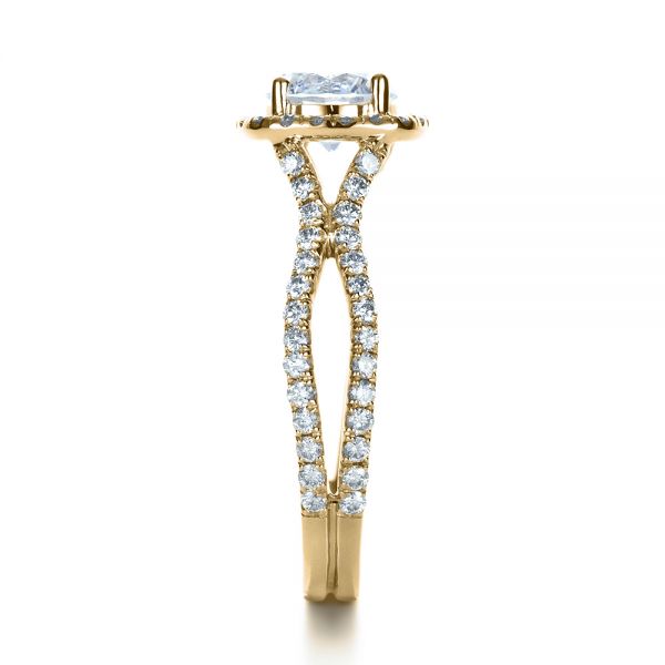 14k Yellow Gold 14k Yellow Gold Diamond Halo Engagement Ring - Side View -  1256