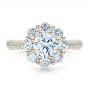 14k Yellow Gold 14k Yellow Gold Diamond Halo Engagement Ring - Top View -  100007 - Thumbnail