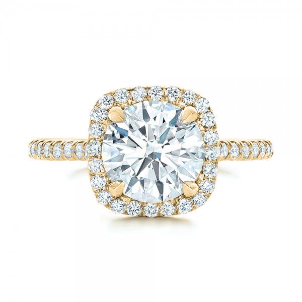 14k Yellow Gold 14k Yellow Gold Diamond Halo Engagement Ring - Top View - 102820