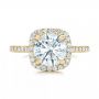 18k Yellow Gold 18k Yellow Gold Diamond Halo Engagement Ring - Top View -  102820 - Thumbnail