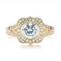 18k Yellow Gold 18k Yellow Gold Diamond Halo Engagement Ring - Top View -  103645 - Thumbnail