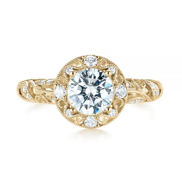 14k Yellow Gold 14k Yellow Gold Diamond Halo Engagement Ring - Top View - 103906