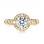 18k Yellow Gold 18k Yellow Gold Diamond Halo Engagement Ring - Top View -  103906 - Thumbnail