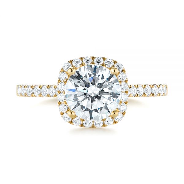 14k Yellow Gold Diamond Halo Engagement Ring - Top View -  104024