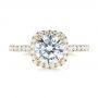 14k Yellow Gold Diamond Halo Engagement Ring - Top View -  104024 - Thumbnail