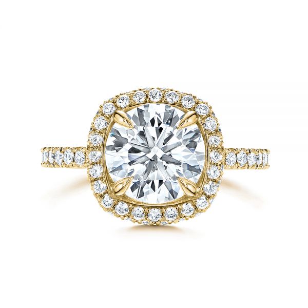 14k Yellow Gold 14k Yellow Gold Diamond Halo Engagement Ring - Top View - 106521