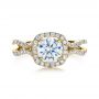 18k Yellow Gold 18k Yellow Gold Diamond Halo Engagement Ring - Top View -  1256 - Thumbnail