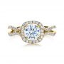 14k Yellow Gold 14k Yellow Gold Diamond Halo Engagement Ring - Top View -  1256 - Thumbnail
