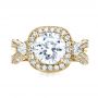 18k Yellow Gold 18k Yellow Gold Diamond Halo Engagement Ring - Top View -  207 - Thumbnail