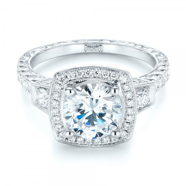  Platinum Platinum Diamond Halo Engagement Ring - Flat View -  103602