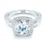 18k White Gold Diamond Halo Engagement Ring - Flat View -  103602 - Thumbnail