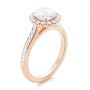 14k Rose Gold 14k Rose Gold Diamond Halo Engagement Ring With Channel Set Accents - Three-Quarter View -  107186 - Thumbnail