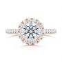 14k Rose Gold 14k Rose Gold Diamond Halo Engagement Ring With Channel Set Accents - Top View -  107186 - Thumbnail