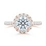 14k Rose Gold 14k Rose Gold Diamond Halo Engagement Ring With Channel Set Accents - Top View -  107186 - Thumbnail