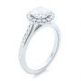 18k White Gold 18k White Gold Diamond Halo Engagement Ring With Channel Set Accents - Three-Quarter View -  107186 - Thumbnail