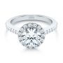  Platinum Diamond Halo Engagement Ring With Channel Set Accents - Flat View -  107186 - Thumbnail