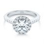 18k White Gold 18k White Gold Diamond Halo Engagement Ring With Channel Set Accents - Flat View -  107186 - Thumbnail