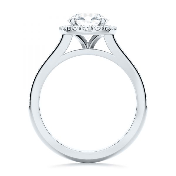 Platinum Diamond Halo Engagement Ring With Channel Set Accents - Front View -  107186
